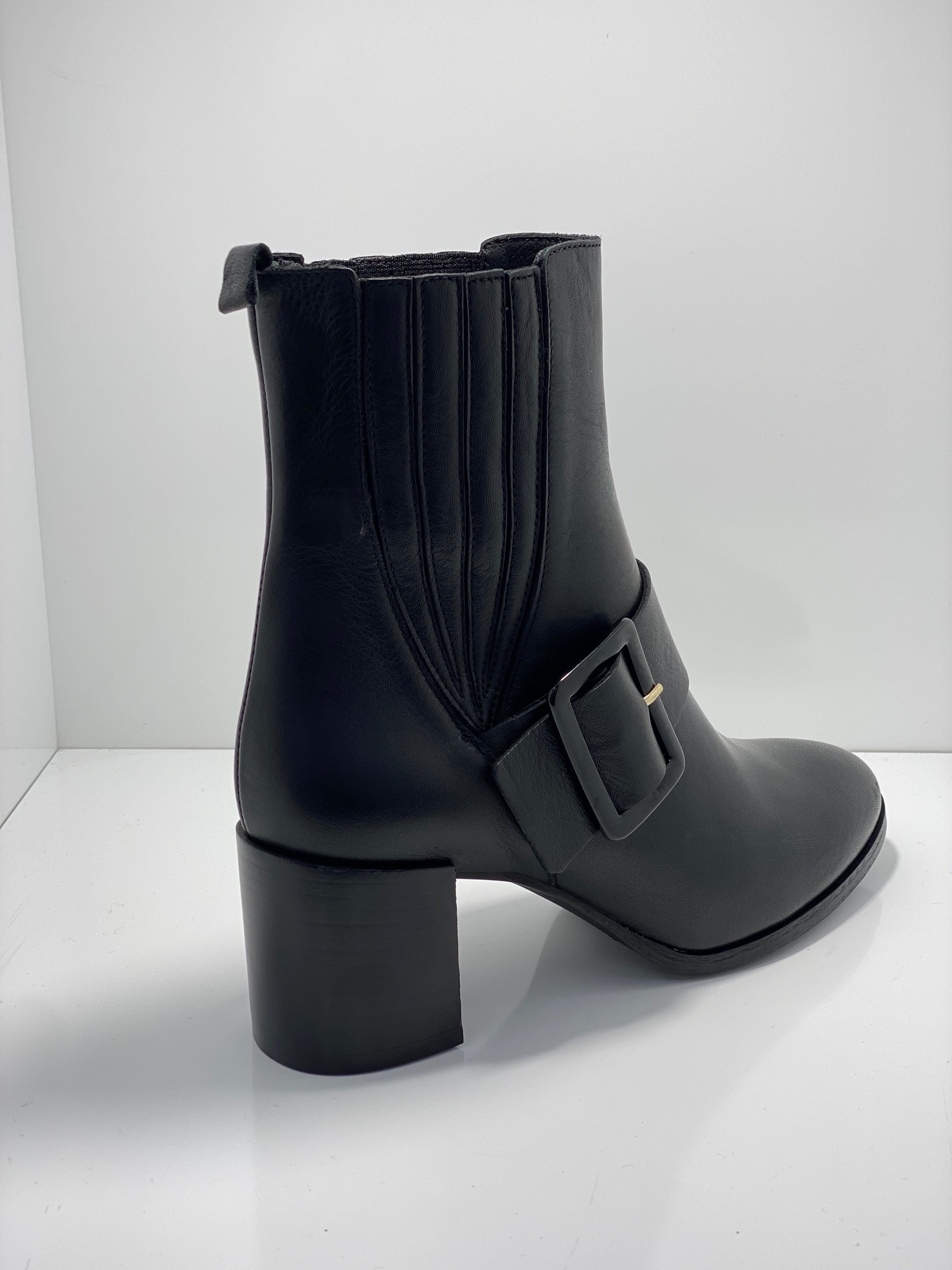 LAZ-H91 Leather Boot Pull on Boot with Buckle