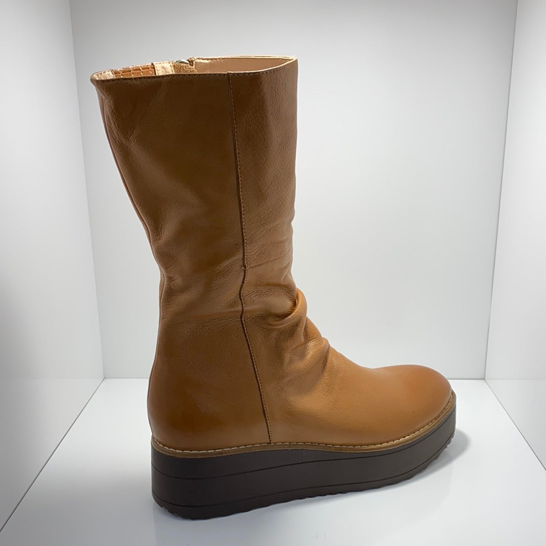 Nani Leather Calf Length Platform Heel Boot Top End