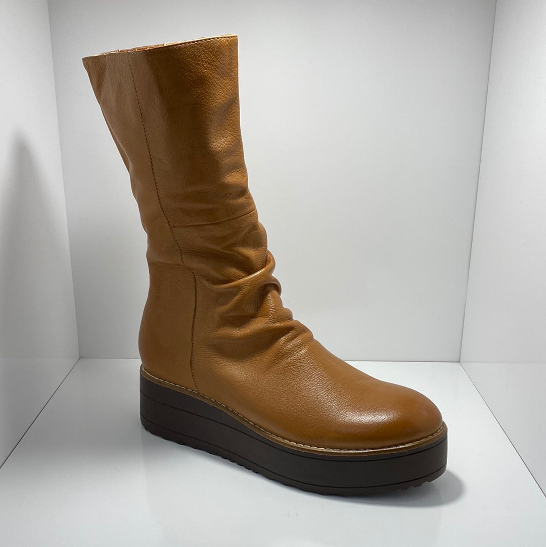 Nani Leather Calf Length Platform Heel Boot Top End