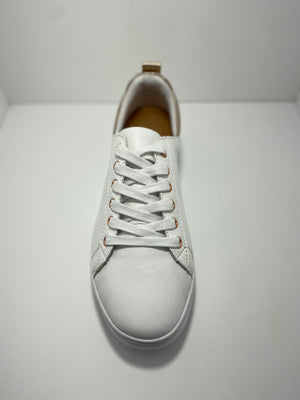 Piper Leather Sneaker with Rose Gold Trim Sparkle around the Heel A & E
