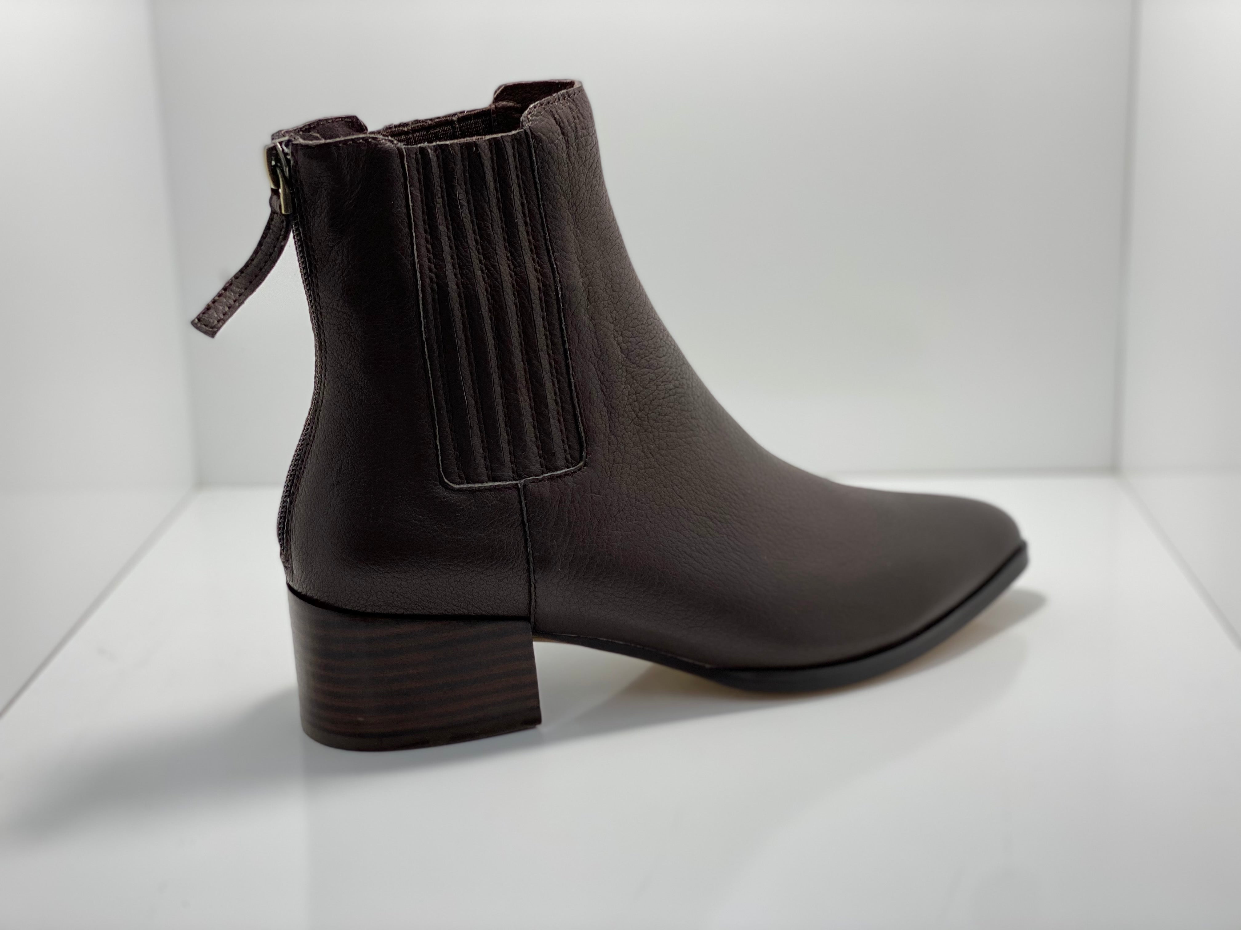 Deka Leather with Back Zip Ankle Boot by Mollini