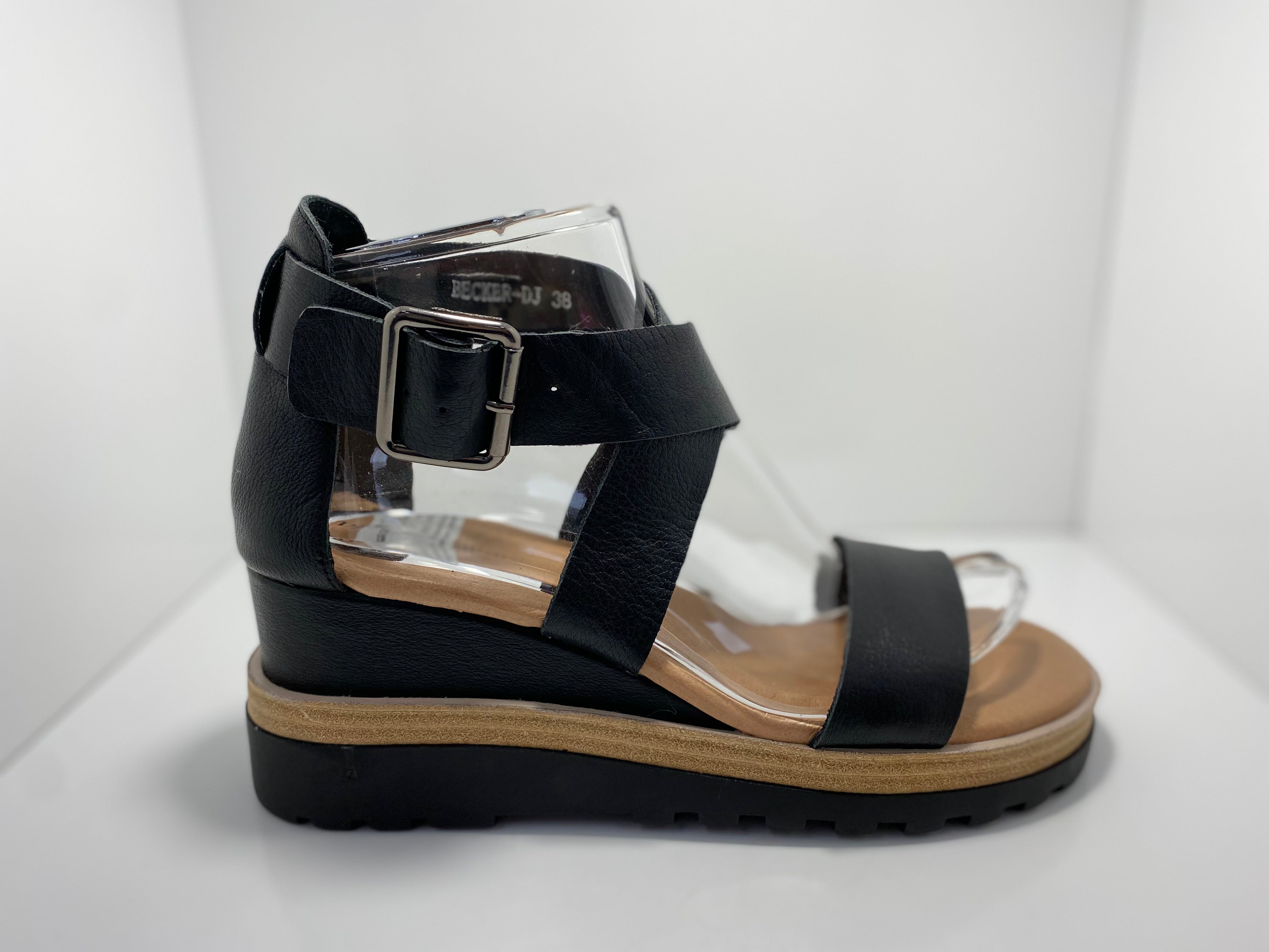 Becker Leather Ankle Strap Sandal D & J
