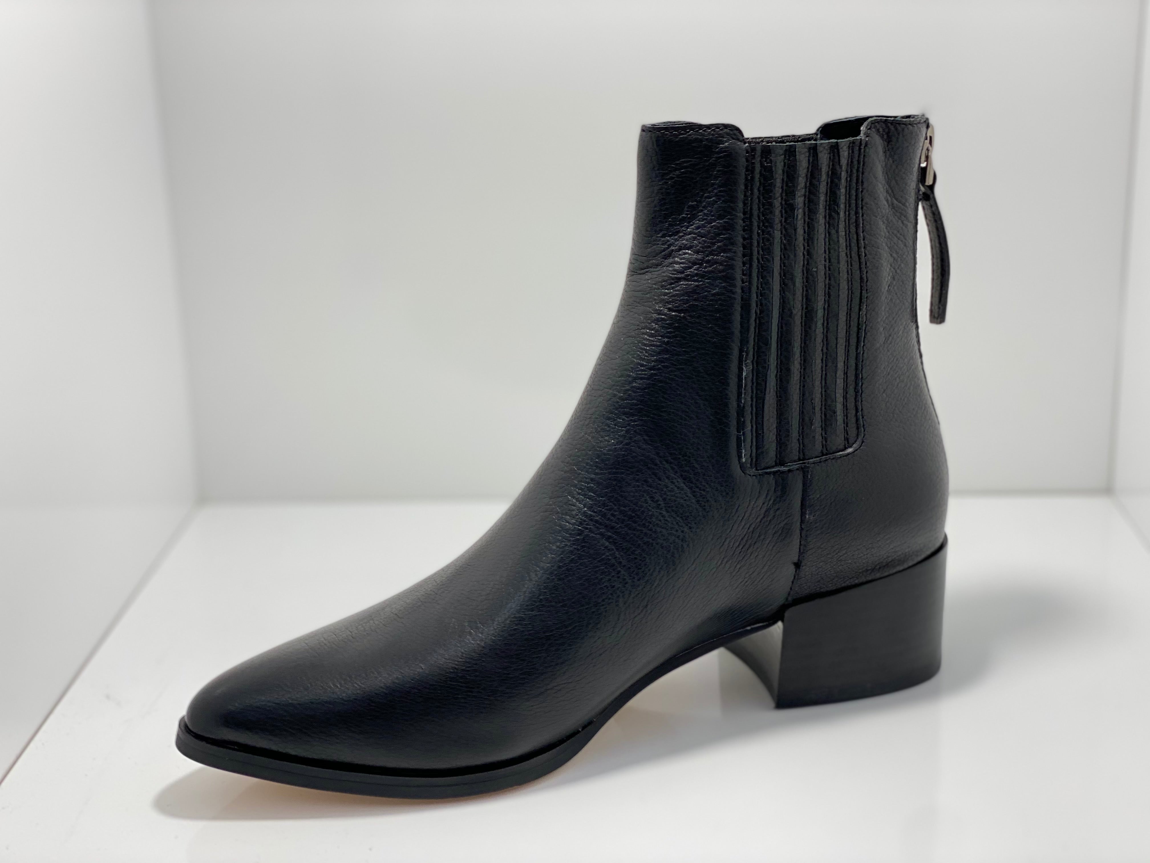Deka Leather with Back Zip Ankle Boot by Mollini
