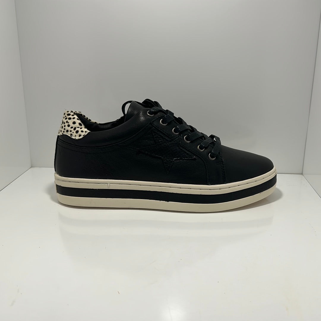 Plumber Leather Black/Mini Cheetah Sneaker A & E