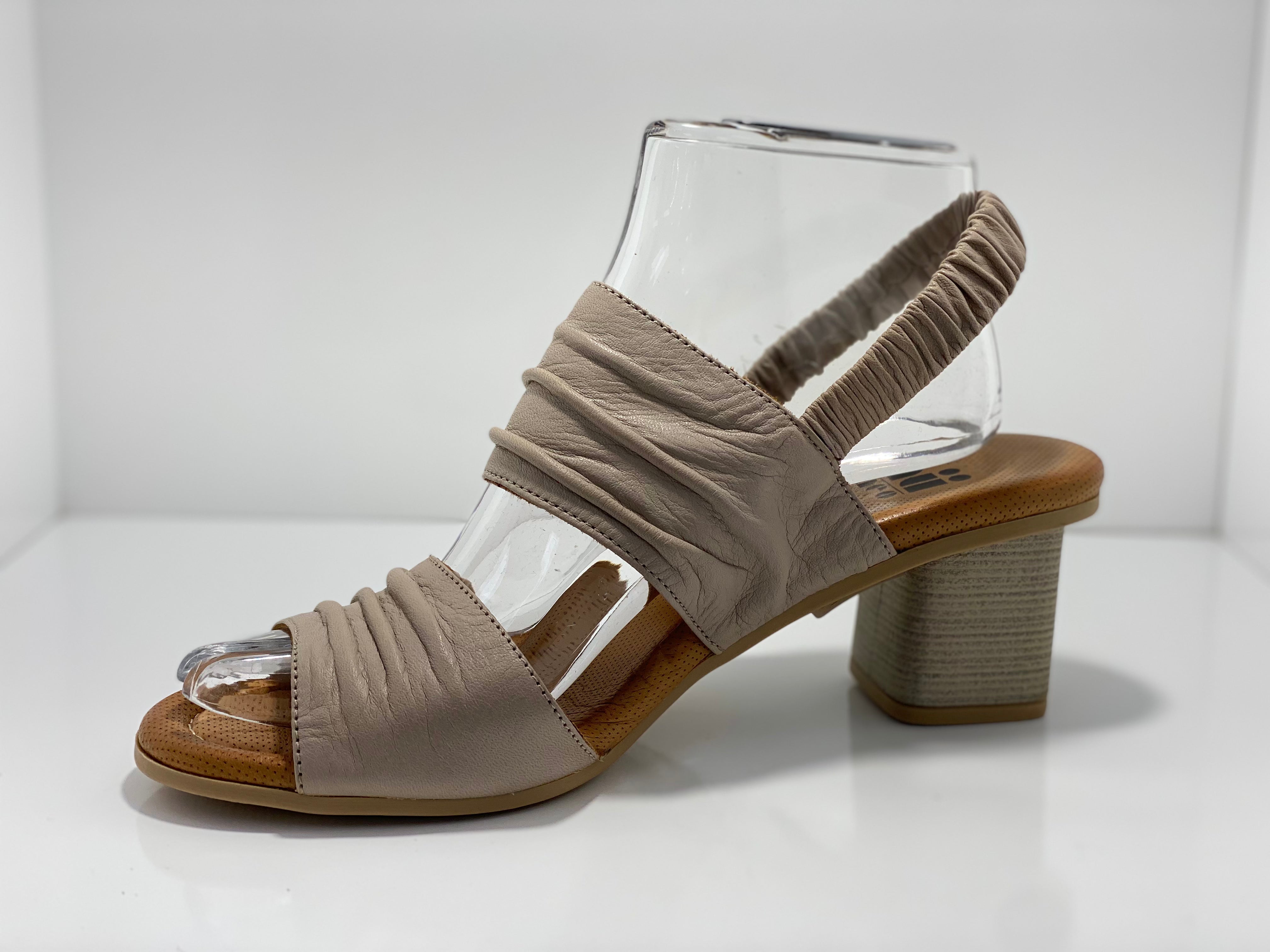 Presley Twin Strap with Ruching - Leather Sandal