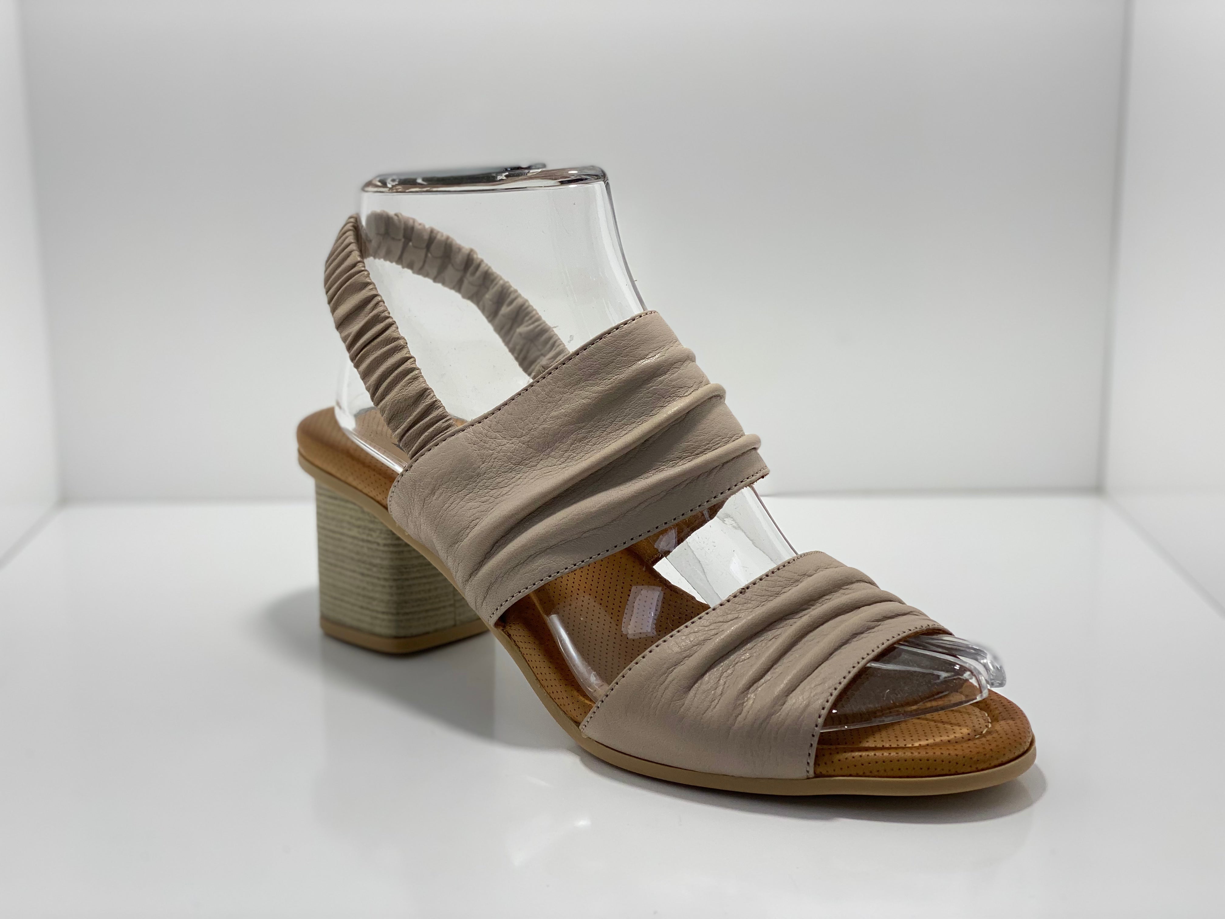 Presley Twin Strap with Ruching - Leather Sandal